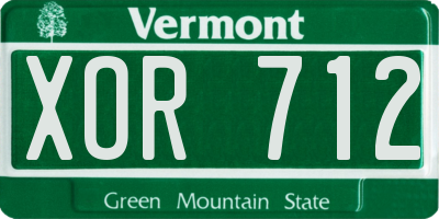 VT license plate XOR712