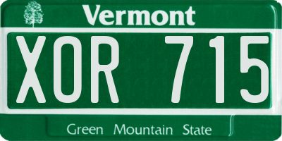 VT license plate XOR715