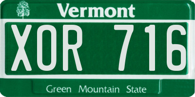VT license plate XOR716