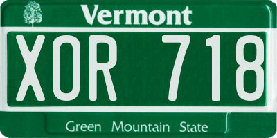 VT license plate XOR718