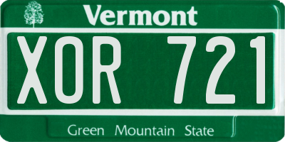 VT license plate XOR721