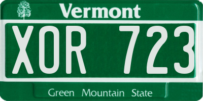 VT license plate XOR723