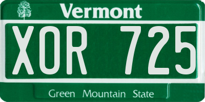 VT license plate XOR725