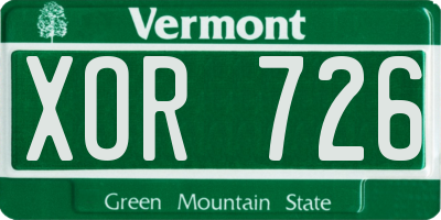 VT license plate XOR726