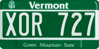 VT license plate XOR727