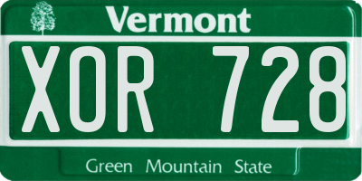 VT license plate XOR728
