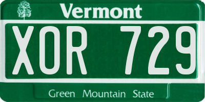 VT license plate XOR729