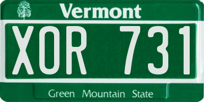 VT license plate XOR731