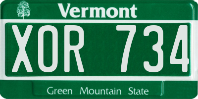 VT license plate XOR734