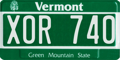 VT license plate XOR740