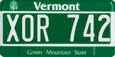 VT license plate XOR742