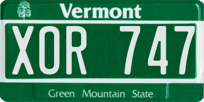 VT license plate XOR747