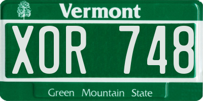 VT license plate XOR748