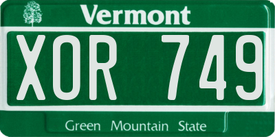 VT license plate XOR749