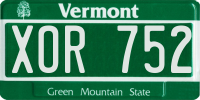 VT license plate XOR752