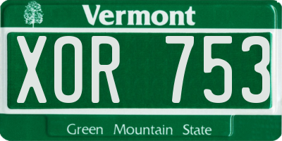 VT license plate XOR753