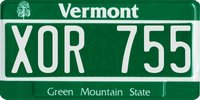 VT license plate XOR755