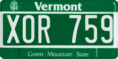 VT license plate XOR759