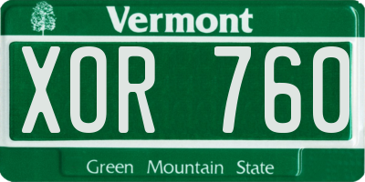 VT license plate XOR760