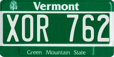 VT license plate XOR762
