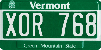 VT license plate XOR768