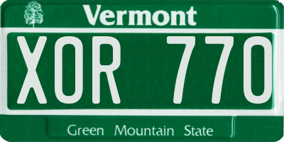VT license plate XOR770