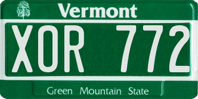 VT license plate XOR772