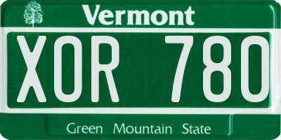 VT license plate XOR780