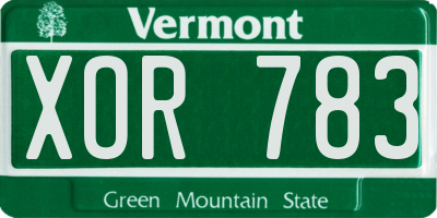 VT license plate XOR783