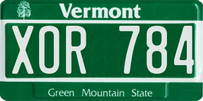 VT license plate XOR784