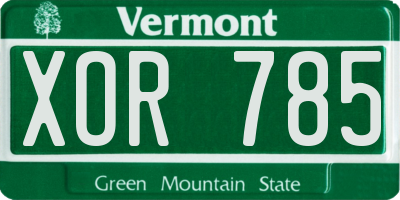 VT license plate XOR785