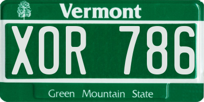 VT license plate XOR786