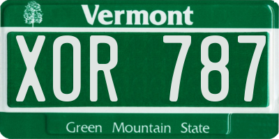 VT license plate XOR787