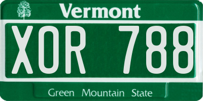 VT license plate XOR788