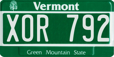 VT license plate XOR792