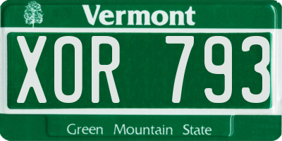 VT license plate XOR793
