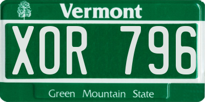 VT license plate XOR796