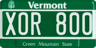 VT license plate XOR800