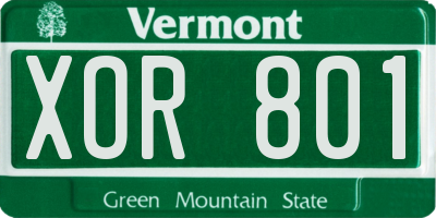 VT license plate XOR801