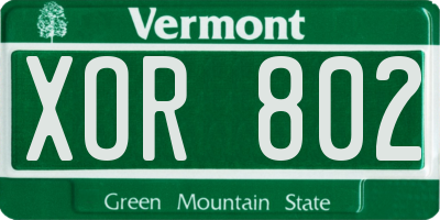 VT license plate XOR802