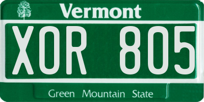 VT license plate XOR805
