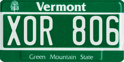 VT license plate XOR806