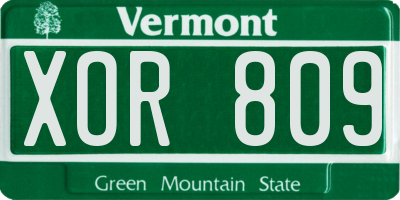 VT license plate XOR809