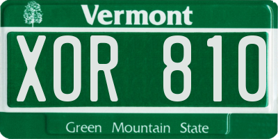 VT license plate XOR810