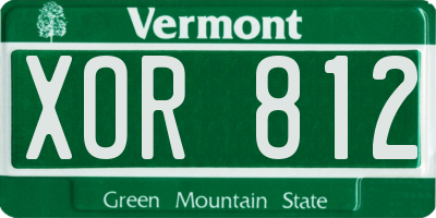 VT license plate XOR812