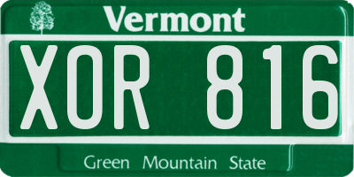 VT license plate XOR816