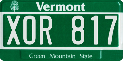 VT license plate XOR817