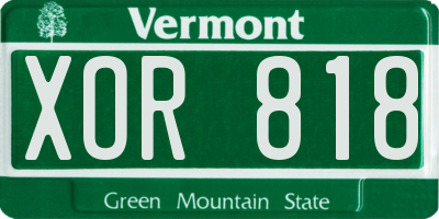 VT license plate XOR818