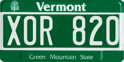 VT license plate XOR820