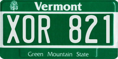 VT license plate XOR821